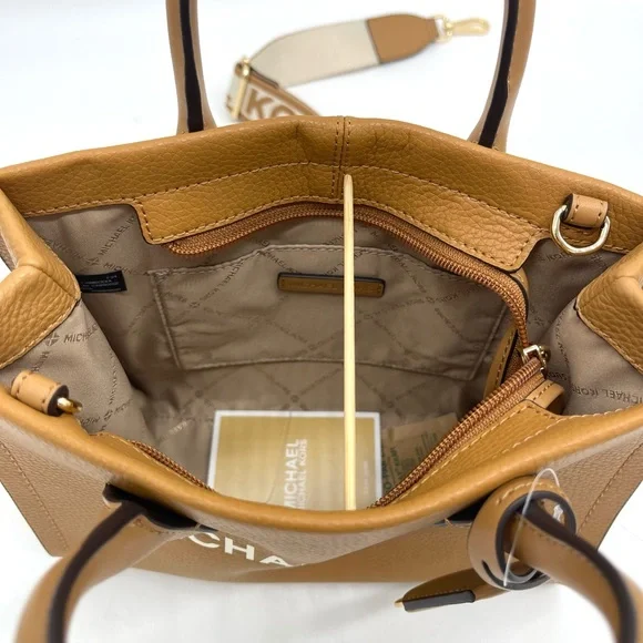 Michael Kors Small Mirella Pebbled Leather Top Zip Crossbody Bag - Picture 7 of 9